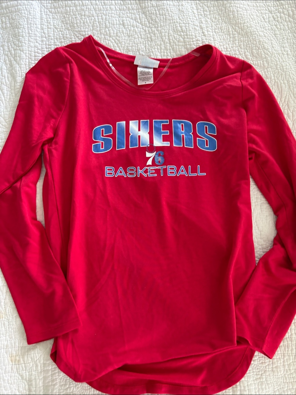 Women’s Red 76ers Sixers Basketball Long-Sleeve Tee